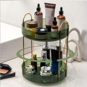 360¬∞ Rotating Makeup Organizer - DIY Adjustable Carousel Spinning Holder Rack - Large Capacity Cosmetic Storage Box (Color: Green, size: 2 Layers)